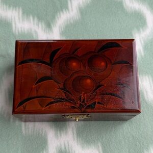 Vintage Wooden Jewelry Box with Floral Design